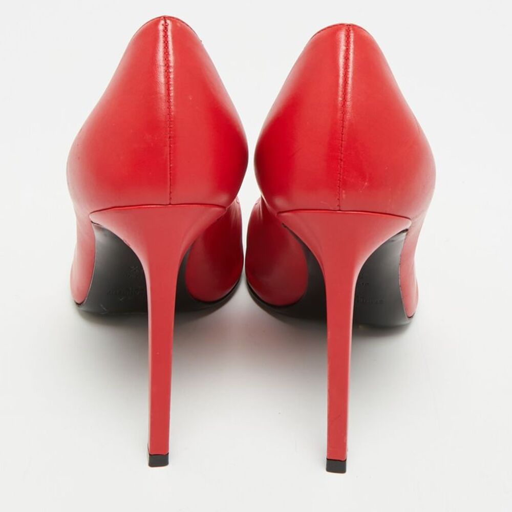 Saint Laurent Size 37.5 Red Leather Pointed Teo Pumps - Picture 6 of 7